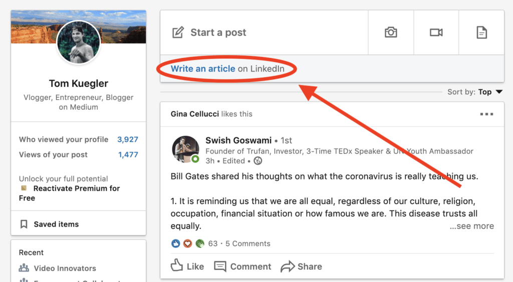 how to post linkedin article